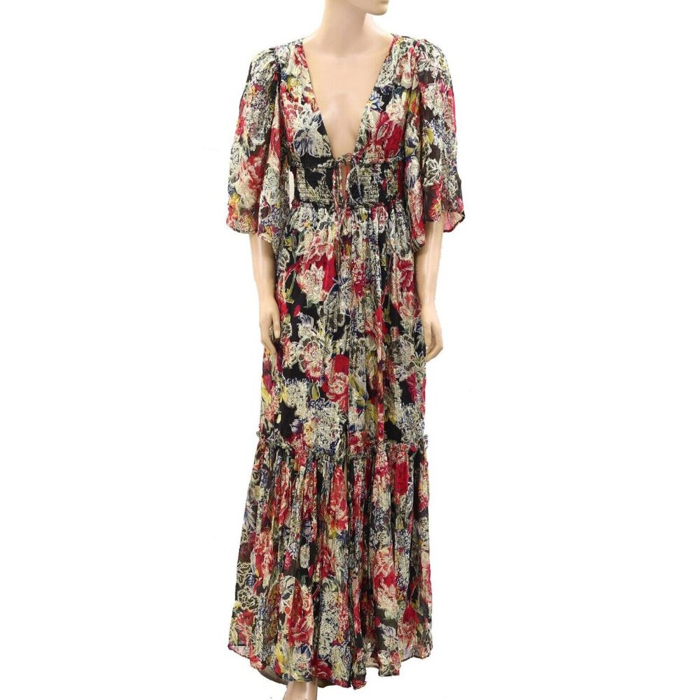 Anthropologie Love The Label Paris Maxi Dress Cady Floral Printed XS New 272243